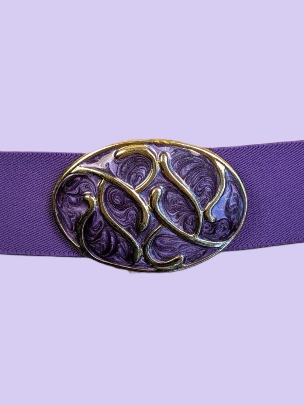 Vintage Purple and Gold Swirl Elastic Belt